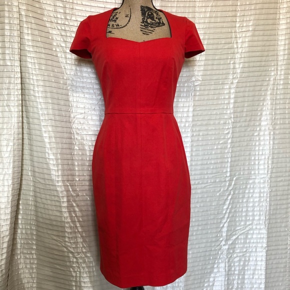 🌈Banana Republic Sz 4 Sloan Red Vermillion Sheath - Picture 4 of 8
